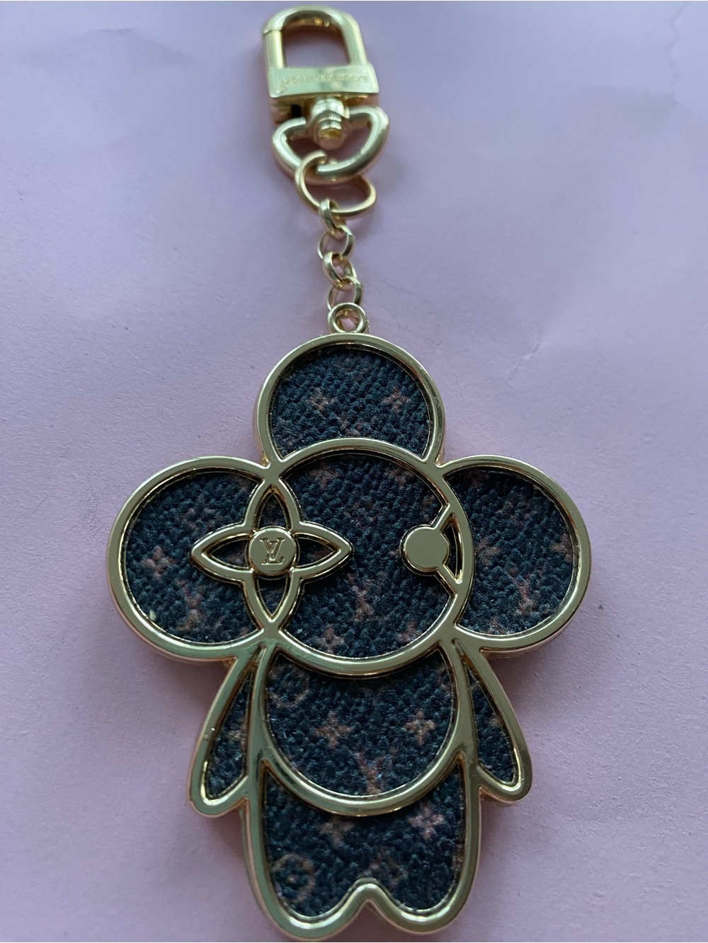 Unbranded & Gold Monogram Flower Bear Key Charm